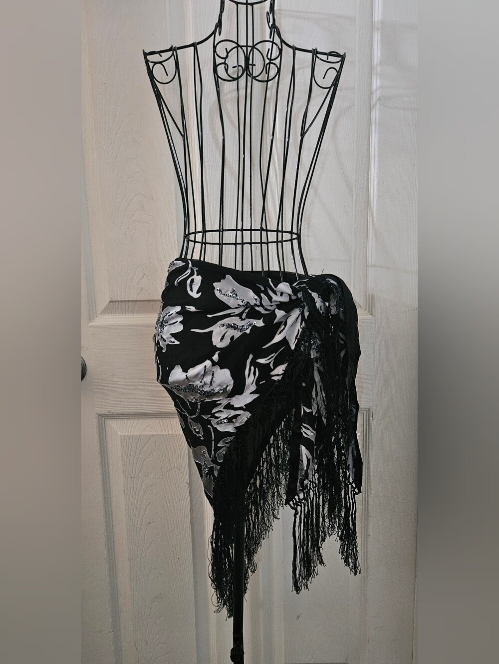 Triangular Fringed Wrap Scarf Cover-Up - Picture 2 of 7